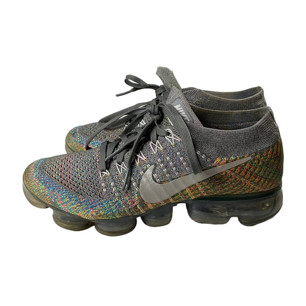Nike Air Vapormax Grey Multi-Color Knit Running Shoes Sneakers Walk Women's 7.5